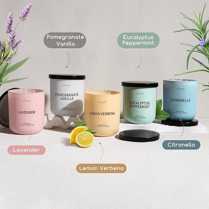 Eucalyptus Peppermint Scented Candle for Home, 14.2oz 80 Hours Long Lasting Aromatherapy Candles for Stress Relief & Energy, Non-Toxic Essential Oil & Soy Wax | Cooling Mint & Woody Aroma