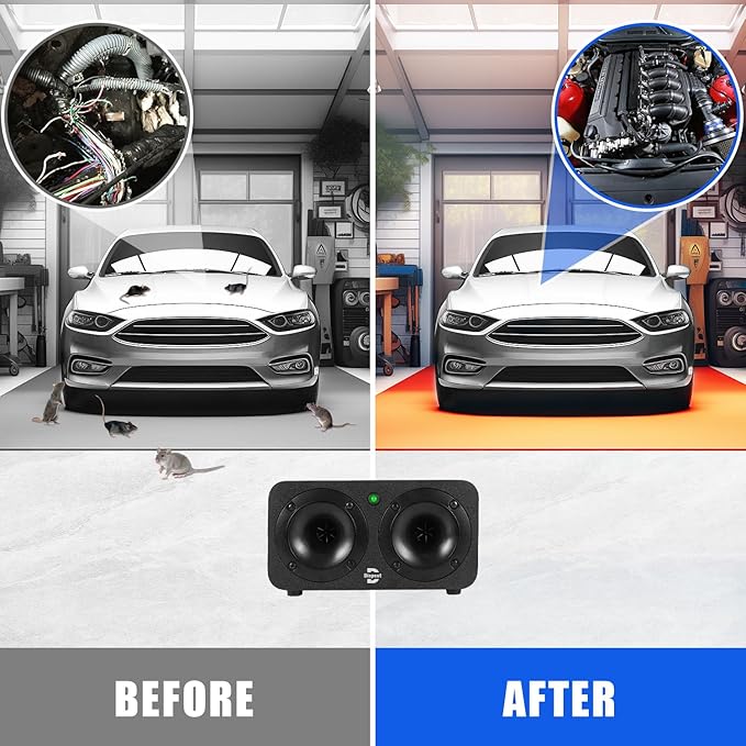 High Power Effective Plug-in Ultrasonic and Bionic, Rodent, Mouse Repeller for Building,Warehouse,Garage, Attic,Restaurant,Supermarket, and More. Coverage up to 2000 Square Feet When No Barriers