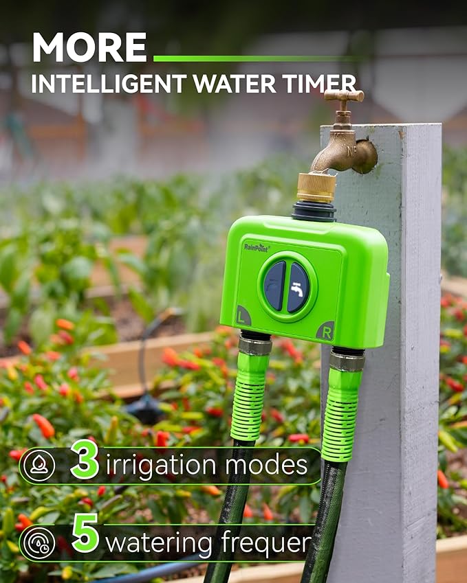 RAINPOINT WiFi Water Timer for Garden Hose, Brass Inlet 2 Zone WiFi Sprinkler Controller, Smart Hose Timer Valve with Ethernet Gateway, Rain Delay for Garden/Lawn (Support WiFi & Ethernet Connection)