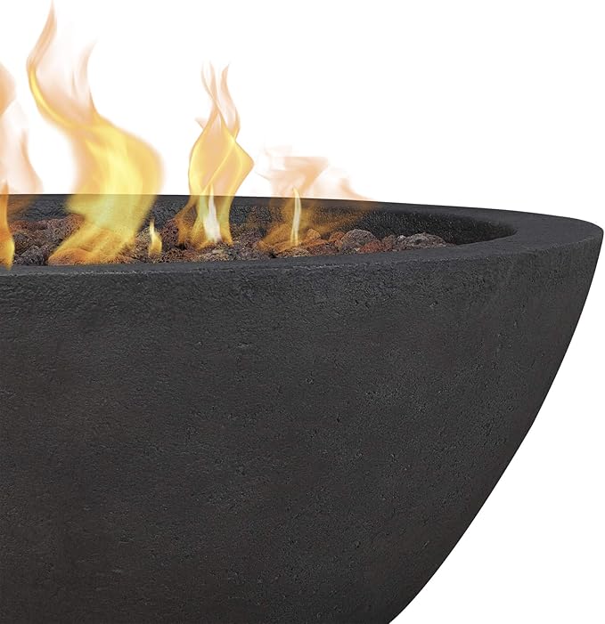 Real Flame Riverside Propane or Natural Gas Fire Pit - Stainless Steel Burners, Natural Gas Conversion Kit Included - 50,000 BTUs of Heat, Battery Operated - Push Button Ignition