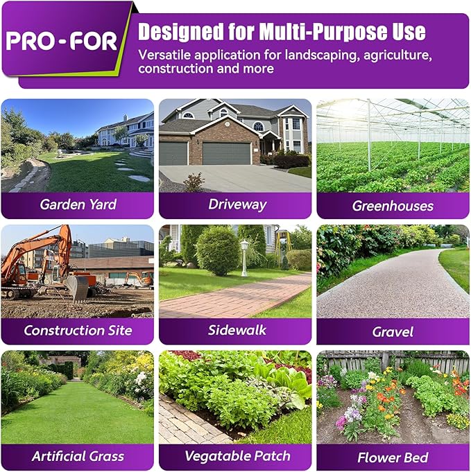 Heavy Duty Weed Barrier Fabric 4ft x 50ft, Landscape Ground Cover for Gardens & Driveways, Premium Weed Control with 10 U Shaped Staples