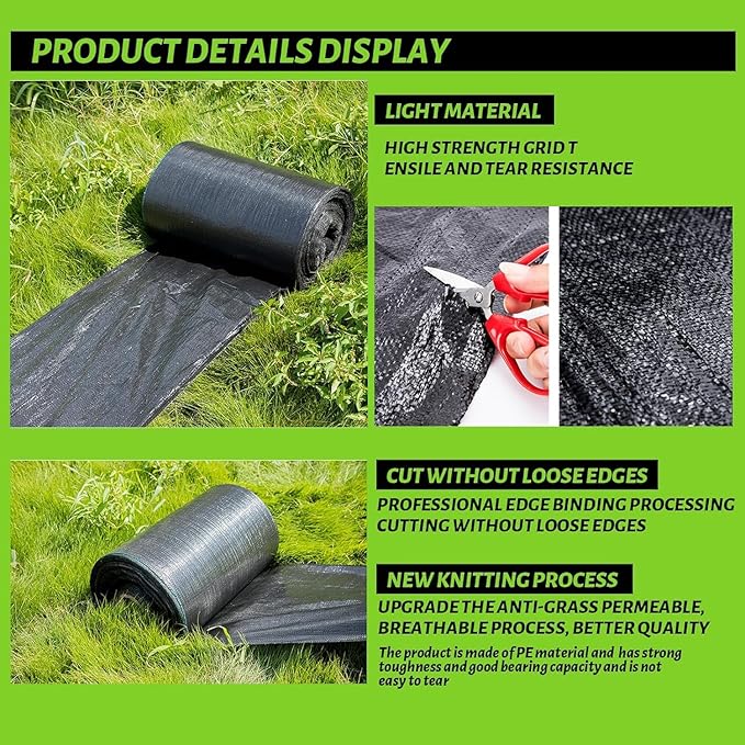 6x300FT Weed Barrier Landscape Fabric Heavy Duty, 3.2oz Durable Geotextile Fabric, Weed Block Gardening Ground Cover Mat, Weed Control Garden Cloth for Landscaping, French Drains, Yard Driveway