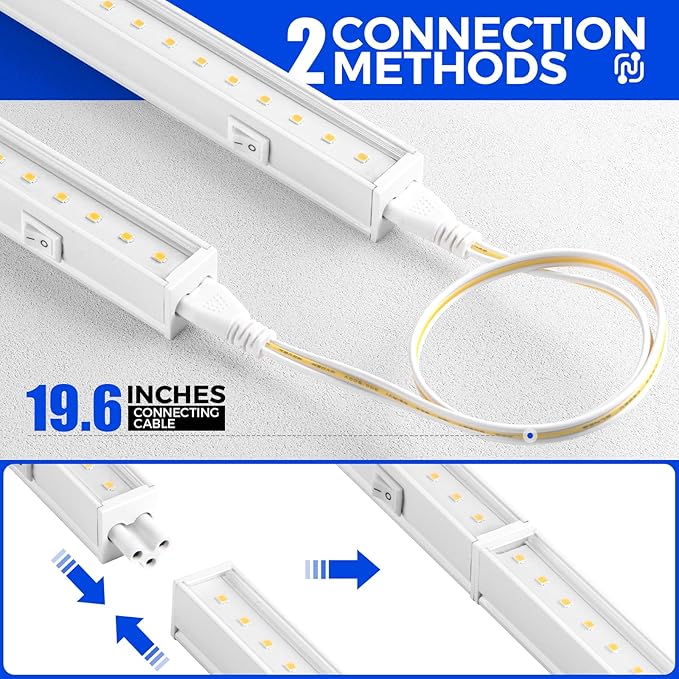 Barrina Grow Lights for Indoor Plants, 1ft Plant Lights for Indoor Growing, 5000K White Full Spectrum Grow Light, Individual Switch, T5 Grow Light Strip, Plug and Play, 8-Pack