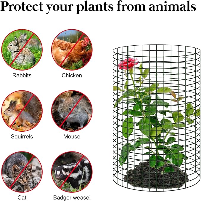 10 Packs Large Wire Plant Protector from Animals - 24'' x 12'' Metal Mesh Plant Cage Covers - Chicken Wire Cloche, Sturdy Garden Bunny Barricades Chicken Wire Cloche fto Keep Animals Out