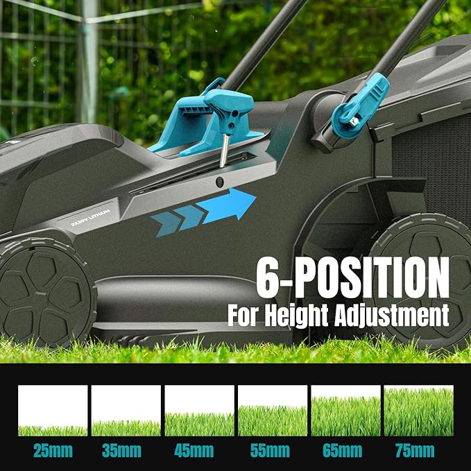 Electric Lawn Mower Cordless, 2x20V 16.1 inch Push Lawn Mower with 6-Position Cutting Height Adjustment, 2x4.0Ah Battery & Dual Charger Included