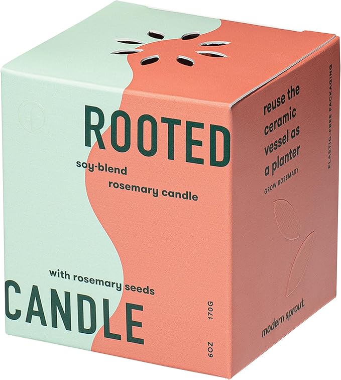 Modern Sprout Rooted Candle (Pack of 3) - 2 in 1 Scented Candles with Seeds That Grows into Plants - 6 oz Soy Candle with 42 hr Burn time in Matte Glaze Ceramic Vessel - Rosemary, Thyme, & Lavender