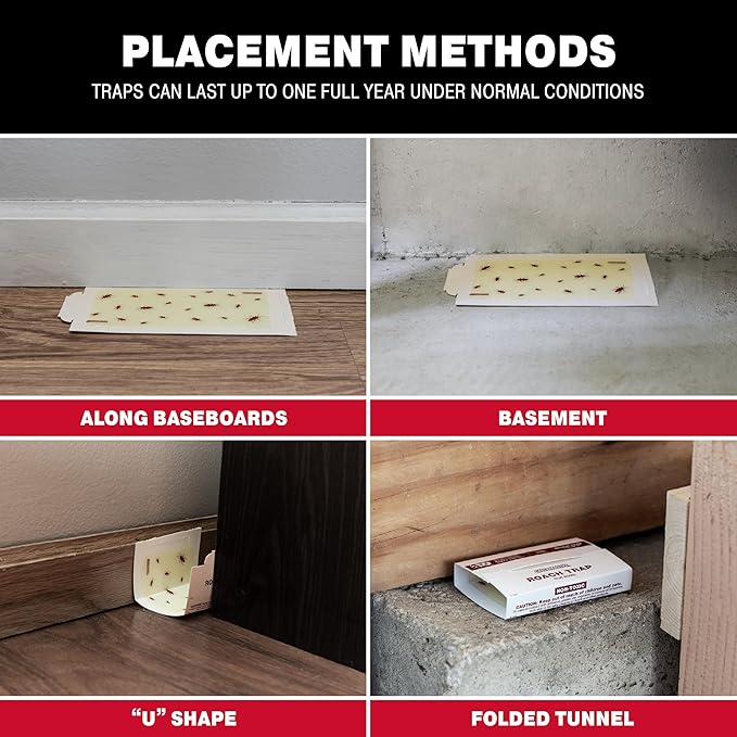 Catchmaster Roach Trap Glue Boards 6-Pk, Adhesive Bug Catcher, Insect & Roach Killer, Scorpion, Spider, Cricket, & Cockroach Traps for Home, Bulk Glue Traps for House & Garage, Pest Control for Home