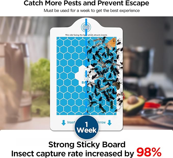 Fly Traps Indoors(1 Device+5 Refills), Gnat Traps for House Indoor with Night Light, 3-in-1 UV/Blue/Yellow Light Plug-in Flying Insect Traps, Fruit Fly Killer, NAT Killer, Get Rid of Gnat Infestation