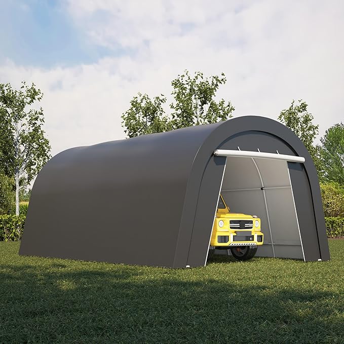 Heavy Duty Carport 13 X20FT, Portable Garage with 2 Roll Up Doors Vents and Metal Round Roof, Outdoor Storage shed Car Port Canopy Tent for Garden Tools, Vehicle Truck Boat, Party