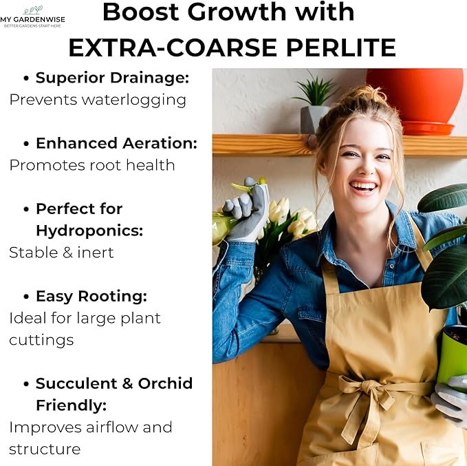 Perlite for Plants, Extra Coarse Grade 4 Horticultural Perlite, Organic Perlite for Gardening Indoor & Outdoor, Made in USA (15 quarts)