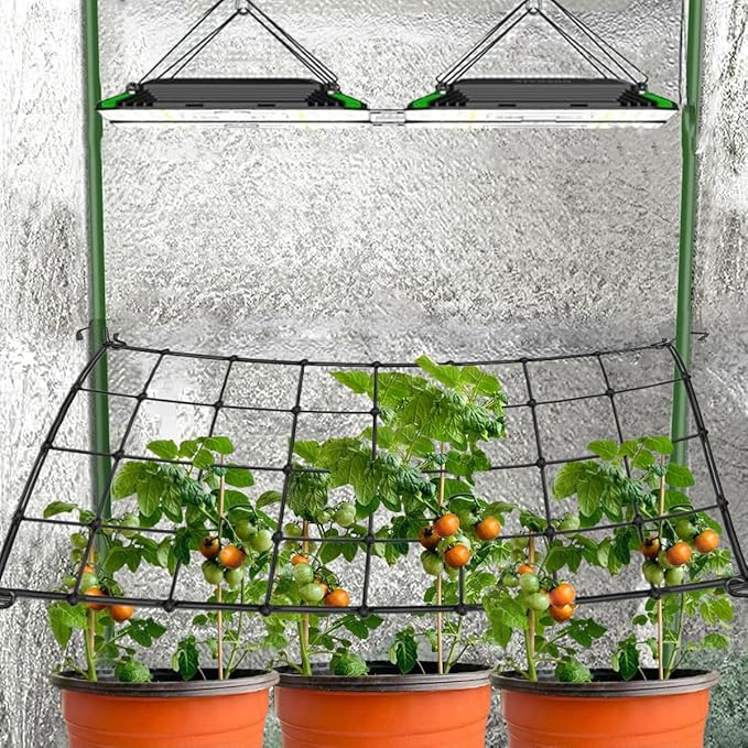 Trellis Netting, 5x5FT Elastic Trellis with 4 Hooks, Heavy-Duty Support for Indoor Plants, Gardening