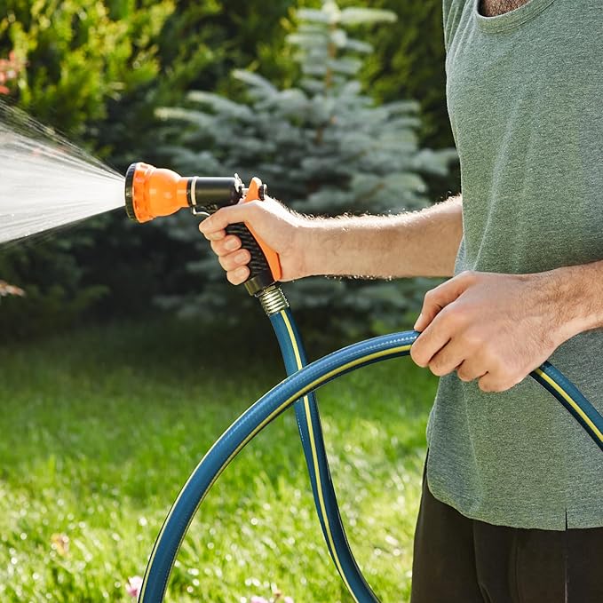 Solution4Patio Homes Green Garden Hose 3/4 in. x 25 ft. -Kink Free, No Leaking, Male/Female Fittings -Heavy Duty Durable Flexible Lightweight Water Pipe -Brass Aluminum Ends for Household & Commercial