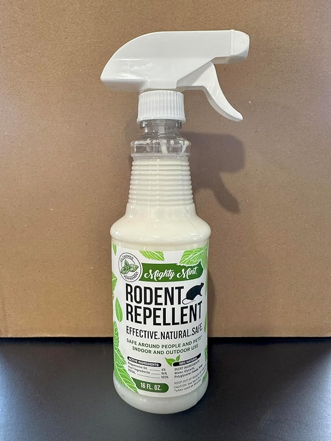 Mighty Mint Peppermint Oil Rodent Repellent Spray – Natural Indoor & Outdoor Control for Mice and Rats – Plant-Based, Extra-Strong Formula - 16 oz (Pack of 2)