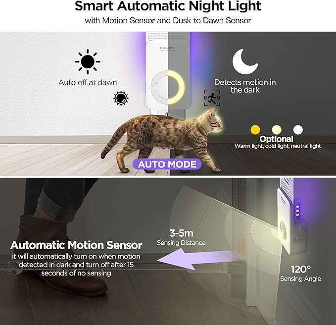 Fly Traps Indoors(1 Device+5 Refills), Gnat Traps for House Indoor with Night Light, 3-in-1 UV/Blue/Yellow Light Plug-in Flying Insect Traps, Fruit Fly Killer, NAT Killer, Get Rid of Gnat Infestation