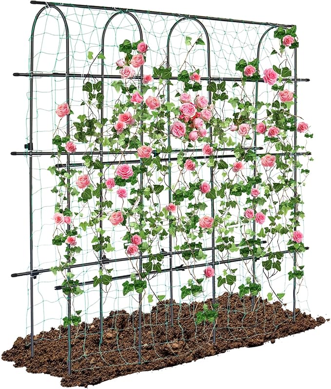 6Γ6 Feet Garden Trellis for Climbing Plant, Kalolary Large Garden Cucumber Trellis U-Frame Vegetable Beans Fruit Grow Trellises Rustproof Metal Plant Climbing Support for Indoor Outdoor Vine Stand
