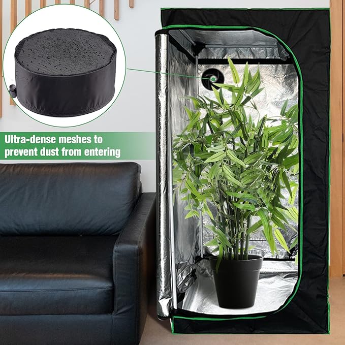 2 Pcs Grow Tents Vent Cover - 6" Dustproof Duct Filter Vent Covers with Elastic Band and Fixed Buckle for Plant Grow Tent Accessories