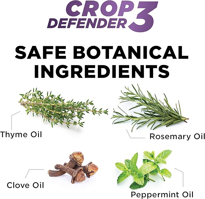 Grower's Ally Crop Defender 3 Ready-to-Use 24 oz | Natural, Safe & Organic Insecticide & Fungicide Control for Plants - Powdery Mildew, Spider Mites & Russet Mite Killer, OMRI Listed