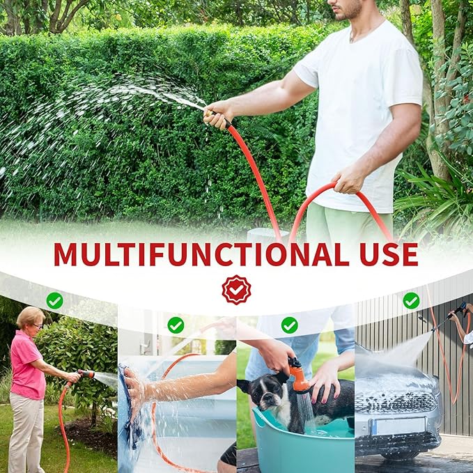 Garden Hose 15 ft x 3/4” Hot/Cold Heavy Duty Water Hose,-50°F to 190°F,Burst 600Psi Flexible Upgraded Rubber Hoses,3/4” Solid Fittings for All-weather Outdoor Lawn & Garden
