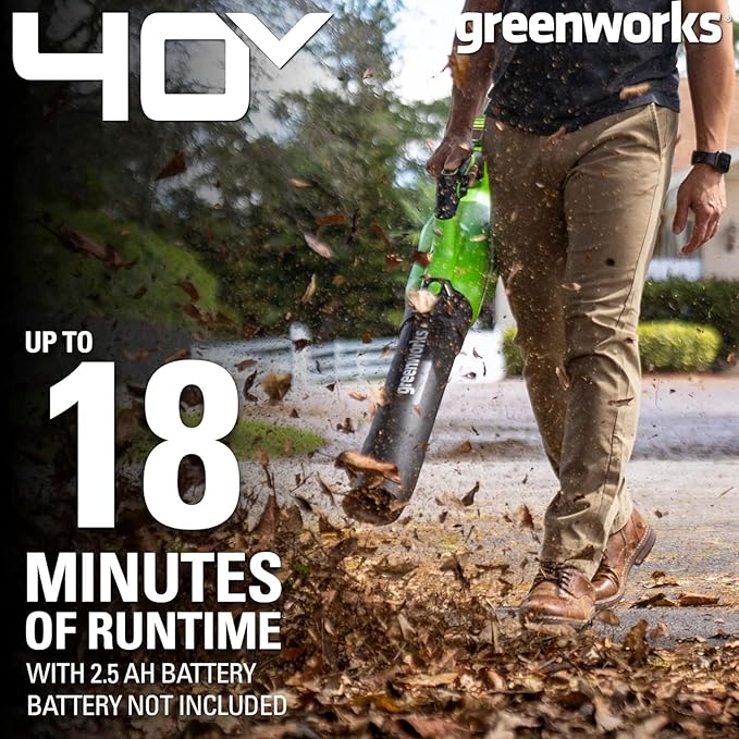 Greenworks 40V 21" Self-Propelled Lawn Mower,Axial Leaf Blower(500 CFM / 120 MPH),13" String Trimmer with 2 Batteries(5Ah+2Ah) & Chargers