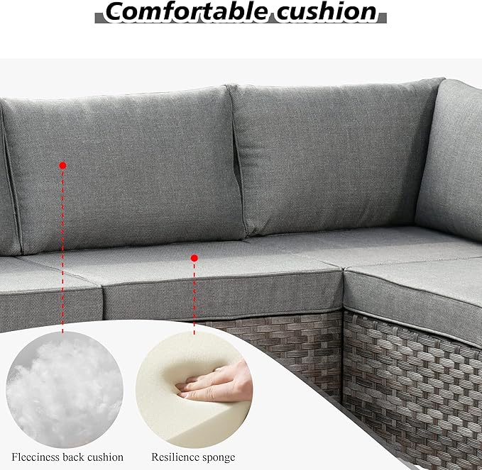HOOOWOOO 12 Piece Modular Patio Outdoor Sectional Furniture Sofa Set,Wicker Conversation Set,Out Door Couch Set with Wide Arm for Outside All Weather(Dark Grey)