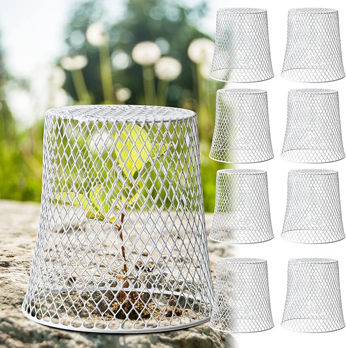 10 Pcs 8inch Chicken Wire Plant Covers Wire Garden Cloches Chicken Wire Cloche Plant Protector Metal Heavy Duty Garden Plant Cloche for Keeping Bunnies Chicken Squirrels Birds Other Out