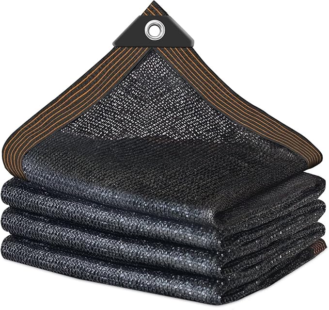 QNLONG Shade Cloth for Garden, 90% Black Shade Net Mesh Tarp with Grommets Sun Shade Cover Tear Resistance for Plants Greenhouse Chicken Coop Vegetables Pergola 12X8FT