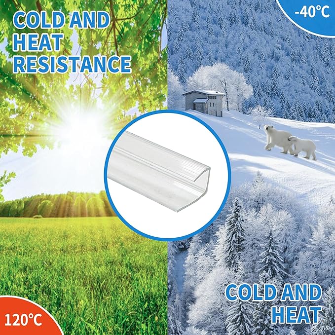 10 PCS Polycarbonate Greenhouse U Connector Profile 4ft Length Fits 0.16’’ & 0.24’’ Twin-Wall Polycarbonate Panels Duty Dust Rain & Moisture Protection Durabler (U-Clip 4' × 0.71’’ × 0.24’’)