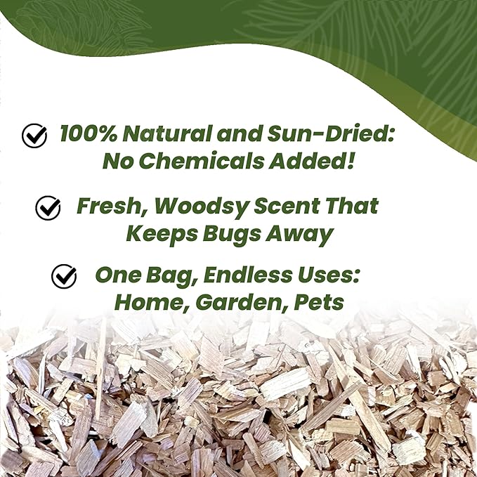 Double Tree Incense Cedar Wood Chips for Potted Plants, Garden, Animal Beddings and Litter Box - 100% Natural Perfect for Indoor and Outdoor Use… (48 quarts)