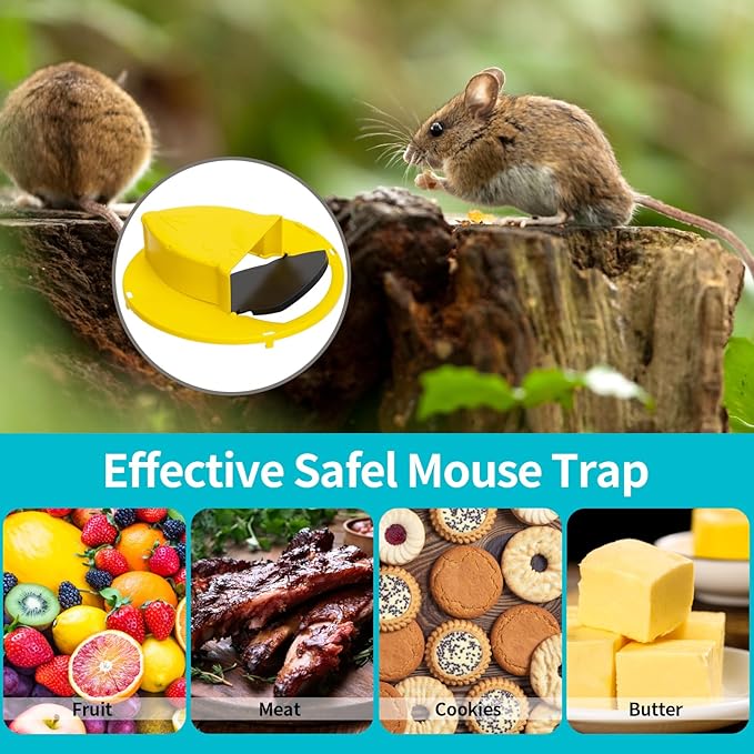 Mouse Trap Bucket Adapted to 5 Gallon Bucket Lid Rat Trap Automatic Reset for Indoor Outdoor Use Reusable (3PC+STIKER)