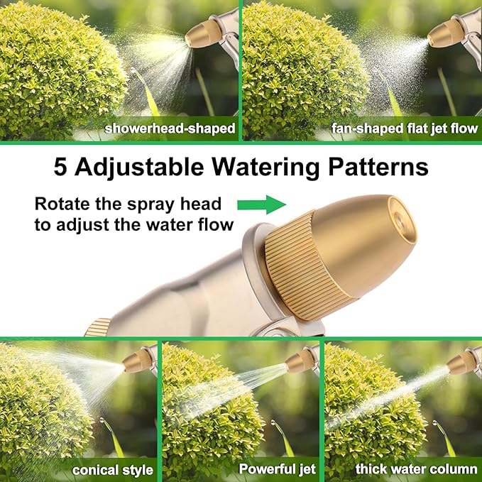 garden nozzle, high-pressure and heavy-duty metal nozzle, with 5 adjustable spray modes, high-pressure handheld sprayer, suitable for watering plants, cleaning houses, cars, and pets(2pcs)