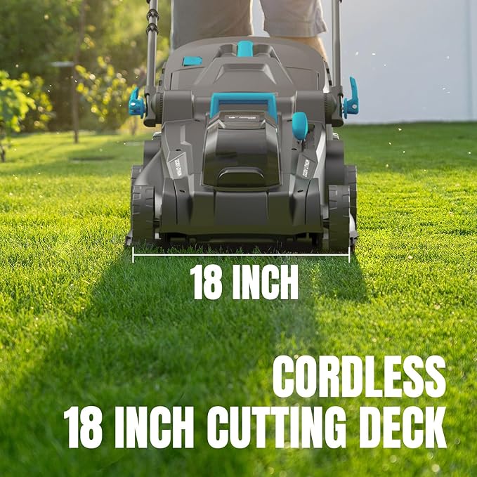 2x20V 17.9 inch Electric Lawn Mower Cordless, Brushless Push Lawn Mower with 6-Position Cutting Height Adjustment, 2x4.0Ah Battery & Dual Charger Included