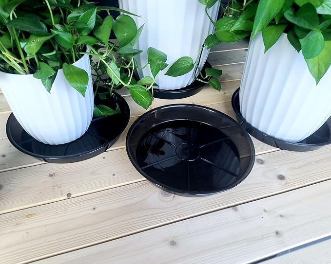 Plant Saucer 16 Inch 4 Pack 10 14 16 18 Large Plant Trays for Pots Heavy Duty Round Plastic Plant Saucers for Indoors Outdoors, Flower Pot No Holes Plant Drip Trays