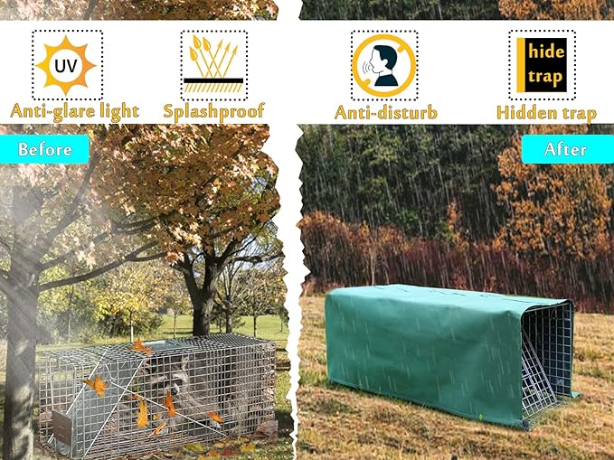 Deblue Trap Cage Cover, Cage Covers for Small Animal Trap Cage, Feral Cat Trap Covers for 1 Door Humane Animal Trap Cage 32 x 10 x 12 inches - (Only Cover)