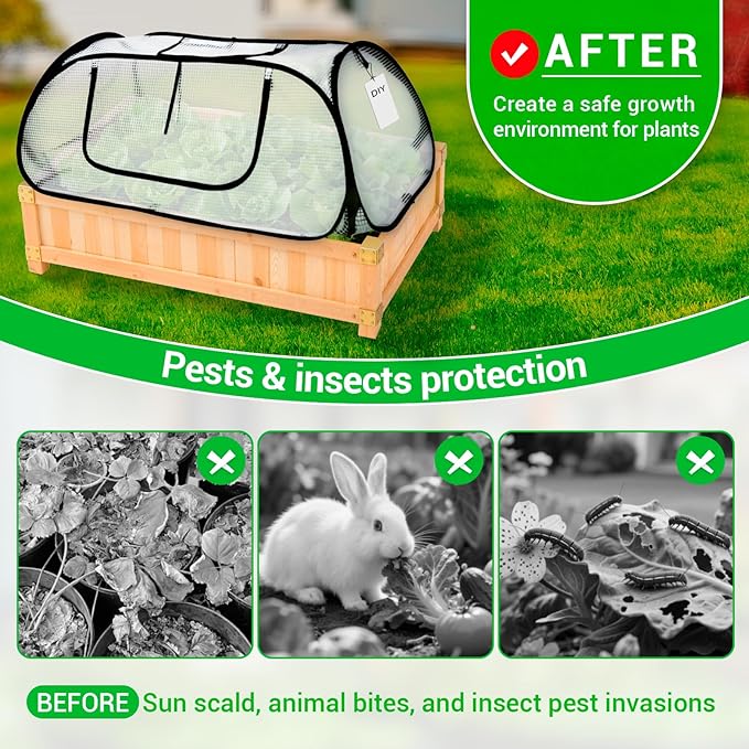 Garden Covers for Raised Beds, Pop Up Raised Garden Bed Cover, Garden Row Plants Cover Accelerator, Greenhouse Cover for Protecting Seedlings Fruits Vegetable Rows 45" L x 22" W x 16" H(2 Pack)