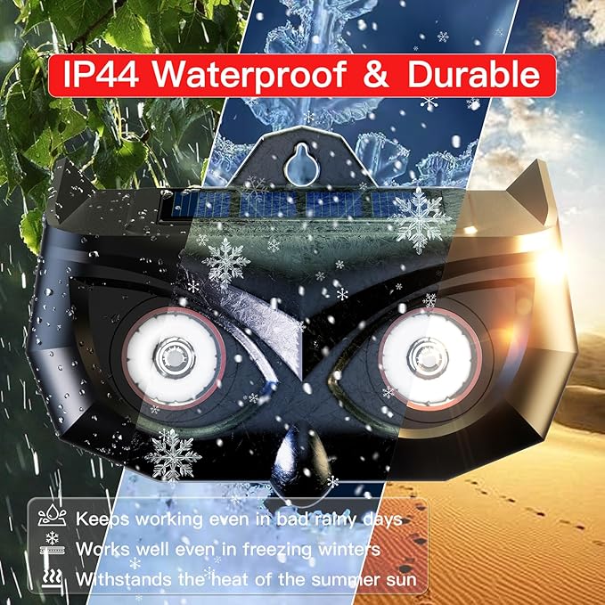 Solar Animal Repeller-Nocturnal Coyote Deterrent with Upgraded Frequency Flashing Lights-Waterproof Deer Repellent Device for Raccoon Fox Skunk-Predator Lights for Chicken Coop Farm Yard Garden (1)