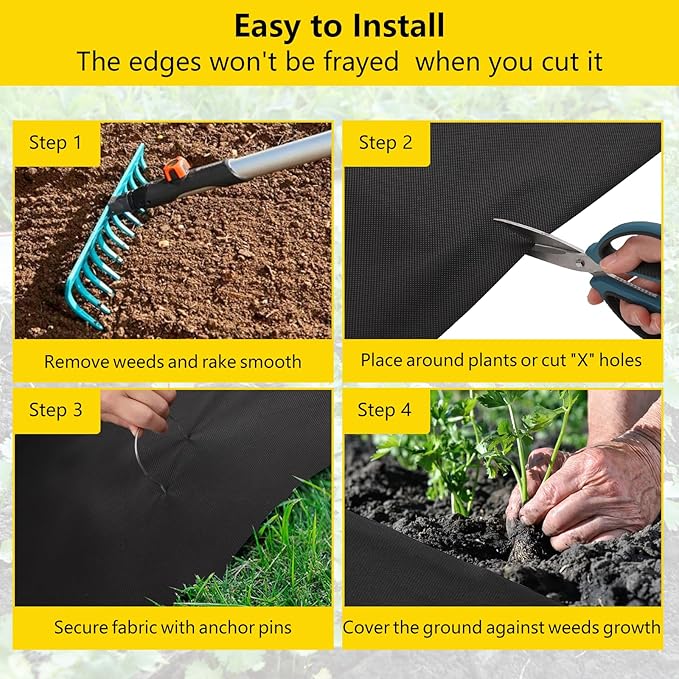 3ft x 300ft Weed Barrier Landscape Fabric, Premium Non-Woven 1.8oz Ground Cover Weed Block Gardening Mat, Easy Setup & Superior Weed Control, for Erosion Control, Weed Block, Ground Cover