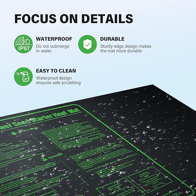 iPower 48" x 20" Durable Waterproof Seeding Heat Mat with Digital Thermometer for Providing Reliable Warmth for Indoor Hydroponic Plant Germination