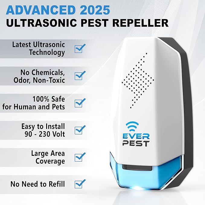 Ultrasonic Pest Repeller Control Plug in 2 Pack- Electronic Insect Defender - Roach Bed Bug Mouse Mosquito - Indoor Reject - for Cockroach Ants Mice Fly Rat Bedbug Model UD9284