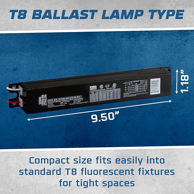 OHLECTRIC Replacement for Keystone KTEB-332-UV-IS-N-P 3 Lamp T8 Electronic Fluorescent Ballast with Normal Light Output | 120-277V Input with Instant Start Operation | 0.88 Ballast Factor, UL-Approved