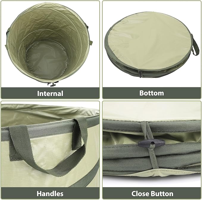 YUDI & GARDEN 45 Gallon Collapsible Garden Bag|Collapsible Trash Can|Camping Trash Can, Use for Gardening Cleanup or Party Waste and Outdoor Activities