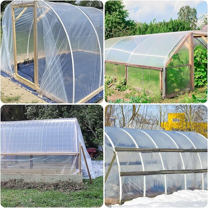 10' x 26' Greenhouse Plastic Film Sheeting Cover 6 Mil Thickness, Clear Greenhouse Cover Polyethylene Plastic UV Resistant Anti-drip, Anti-Fog for Farms, Agriculture, Garden, Farm Plastic Cover