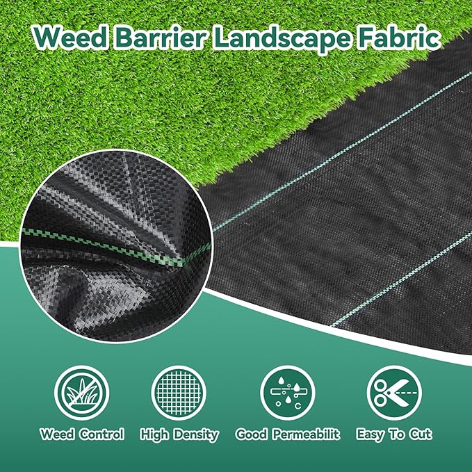 6ftx250ft Landscape Fabric, Weed Barrier Fabric Heavy Duty 3.2oz, Woven Geotextile Weed Blocker Landscaping Fabric, Ground Cover Weed Control Mat, Commercial Weed Cloth Garden Bed Liner
