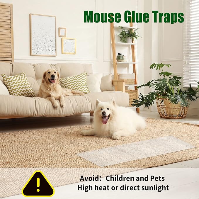 Qualirey 12 Pack Large Sticky Mouse Trap 24 Inch Sticky Rat Glue Roach Indoor Pest Control for Trapping Snakes Rats Spiders Roaches in Restaurant Kitchen House Supplies (Clear)