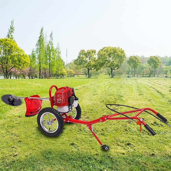2 Stroke Lawn Mower, 49cc, Gasoline Weed Eater, 6500-7000r/Min High Speed, Hand Push Weed Wacker, Brush Cutter Push Mower Weeding Machine, for Home Yards, Gardens and Small Farms