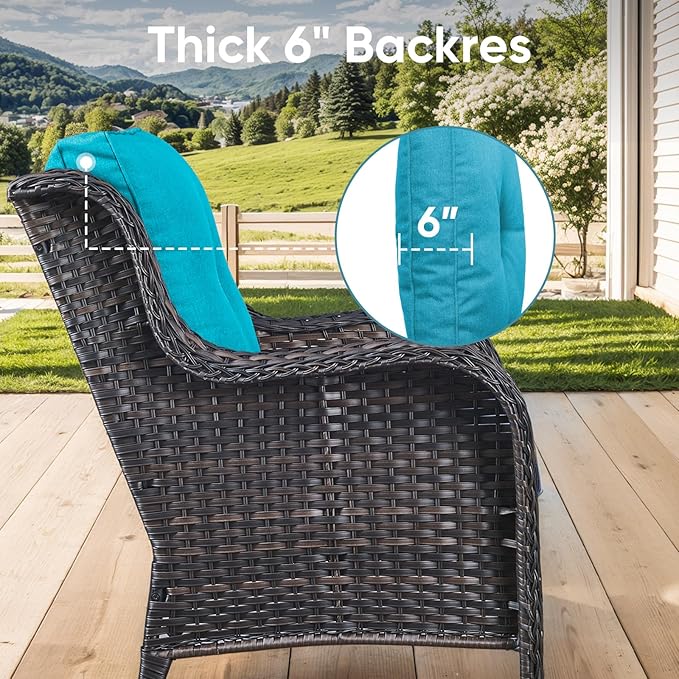 8-Piece Outdoor Patio Cushion Set - Fade & Water Resistant with Removable Olefin Cover, 22x24x4 Inch Memory Foam Cushions for Wicker Sectional Sofa – Teal/Buckle