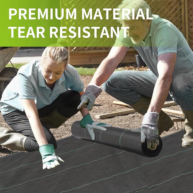 3x100ft 3.2OZ, Weed Barrier Landscape Fabric Heavy Duty, Woven Weed Control Fabric, High Permeability Good for Flower Bed, Geotextile Fabric Underlayment, Driveway (6ft*300ft)
