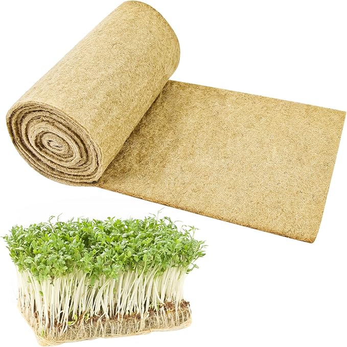 1 Roll 10" X 157" Microgreen Grow Mat Natural Fiber Grow Mats Microgreens Grow Kit Hydroponic Pads Indoor Organic Production for Microgreen Starter Tray Wheatgrass Sprouts