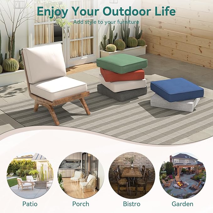 Outdoor Chair Cushions 23" x 24" x 4", Patio Deep Seat Replacement Cushions Set with Zippered Removable Cover, Weather-Resistant Olefin Fabric for Garden Chair Sofa Couch, Set of 5, Beige