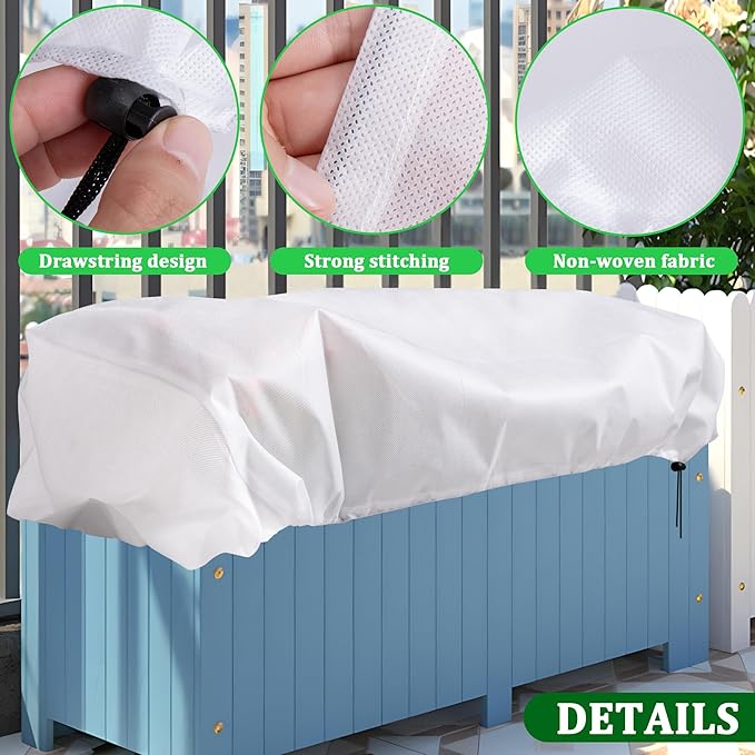 DECOHS 3 Pcs Rectangular Winter Plant Freeze Protection Cover- 59" x 17.7" x 15.7" Balcony Plant Box Cover- Planter Frost Covers Bags Wraps Blanket for Winter Balcony Plant Flower Boxes