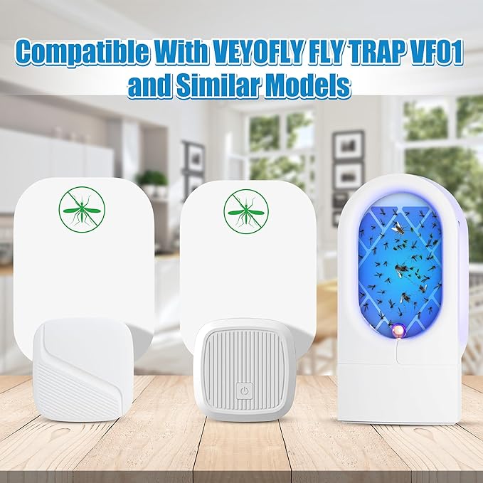 Qualirey 12 Pack Flying Insect Trap Refill Compatible with VEYOFLY Fly Trap VF01, Glue Board Bug Catcher, Replacement Sticky Glue Cards for Insect Bug Mosquito Gnat Fruit Fly Traps Indoors (Classic)